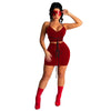 Q786 European and American summer women's sling V-neck  sleeveless sexy vest short skirt two piece