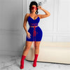 Q786 European and American summer women's sling V-neck  sleeveless sexy vest short skirt two piece