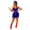 Q786 European and American summer women's sling V-neck  sleeveless sexy vest short skirt two piece