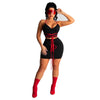 Q786 European and American summer women's sling V-neck  sleeveless sexy vest short skirt two piece