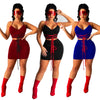 Q786 European and American summer women's sling V-neck  sleeveless sexy vest short skirt two piece