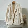 QHMP2023 Spring 2023 Versatile Design Double-Breasted Small Suit Female Korean Version Slim Slim Suit Coat Commuting