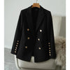 QHMP2023 Spring 2023 Versatile Design Double-Breasted Small Suit Female Korean Version Slim Slim Suit Coat Commuting