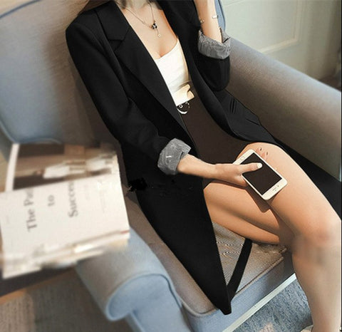 QLZW 2022 New Pattern Notched Hidden Breasted Full Sleeve Straight Maxi Size Women Fashion Jacket Autumn 3XL Women Balazar WB069