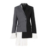 [ QLZW] New autumnr Women fashion Asymmetrical spliced frills Slim color Double-breasted suit collar caot RB086