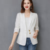 QOERLIN Notched Collar Blazer Linen Suit Jacket Women 2023 Slim Thin Summer Cotton Linen Pocket Two Buttons Suit Office Lady