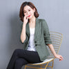 QOERLIN Notched Collar Blazer Linen Suit Jacket Women 2023 Slim Thin Summer Cotton Linen Pocket Two Buttons Suit Office Lady