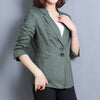 QOERLIN Notched Collar Blazer Linen Suit Jacket Women 2023 Slim Thin Summer Cotton Linen Pocket Two Buttons Suit Office Lady