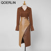 QOERLIN Spring Fall 2023 Women Temperament Two-piece Polka Dot Chiffon Shirt Office Ladies Ankle-Length Pants Suits