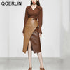 QOERLIN Spring Fall 2023 Women Temperament Two-piece Polka Dot Chiffon Shirt Office Ladies Ankle-Length Pants Suits