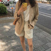 QOERLIN Suit Blazer Thin Cotton Linen Suit Clothing 2023 Spring Fll Korean Retro Loose Casual Suit Jacket Coat