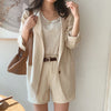 QOERLIN Two Button Simple Cotton Linen Suit Jacket 2023 Long Sleeve Thin Air-Conditioned Jacket Coat Female Blazer Office Ladies