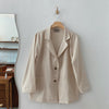 QOERLIN Two Button Simple Cotton Linen Suit Jacket 2023 Long Sleeve Thin Air-Conditioned Jacket Coat Female Blazer Office Ladies