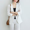 QORLIN M-XXXL Korean Linen Blazer Office Lady Three-Quarter Sleeve One Button Pink Suit Jacket Women Summer Casual Coat