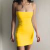 QRWR 2022 Women's Dress Summer  Solid Mini Spaghetti Strap Dress Sexy Slim Party Club Sleeveless Short Dress Women
