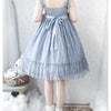 QWEEK Kawaii Blue Lolita Dress for Girls Soft Mesh Fairy Cute Lolita Dress Princess Tea Party Teenagers Japan Slip Outfits