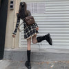 QWEEK Lolita Kawaii Plaid Dress Harajuku 2022 Autumn Japanese Sweet Gothic Goth Lolita Party Mini Dress Cute Clothes Female