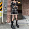QWEEK Lolita Kawaii Plaid Dress Harajuku 2022 Autumn Japanese Sweet Gothic Goth Lolita Party Mini Dress Cute Clothes Female