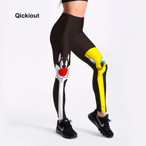 Leggings 2022 Drop Shipping Fitness Pants Women Lovely Cartoon Cat and Duck Printed Women Cute Casual Leggings