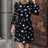 Qkezz Ruffle Women Dress Vintage Polka Dot Print Chic A-line Vestidos Casual Long Sleeve Spring Fall Mini Dresses