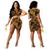 Qm4313 2022 European and American summer women's tie dyeing printing knotted pleated skirt set two-piece  color spot supply whol