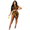 Qm4313 2022 European and American summer women's tie dyeing printing knotted pleated skirt set two-piece  color spot supply whol