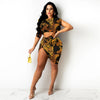 Qm4313 2022 European and American summer women's tie dyeing printing knotted pleated skirt set two-piece  color spot supply whol