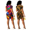 Qm4313 2022 European and American summer women's tie dyeing printing knotted pleated skirt set two-piece  color spot supply whol