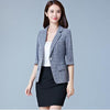 Women Plaid Blazers and Jackets Suit Ladies 3/4 Sleeve Work Wear Blazer Plus Size Casual Female Outerwear  Coat QH1036