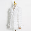 Quality Brand Cascading Ruffle Blazer Women Crystal Temperament Bowknot Blazer Female Notched Long Suit Coat For Women