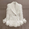 Quality Brand Cascading Ruffle Blazer Women Crystal Temperament Bowknot Blazer Female Notched Long Suit Coat For Women