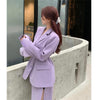 Quality Office Ladies' Suits With Skirt Two-Piece Setup Autumn Women Purple With Belt Blazer Chic High-Waist Split Skirt Outfit