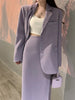 Quality Office Ladies' Suits With Skirt Two-Piece Setup Autumn Women Purple With Belt Blazer Chic High-Waist Split Skirt Outfit