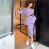 Quality Office Ladies' Suits With Skirt Two-Piece Setup Autumn Women Purple With Belt Blazer Chic High-Waist Split Skirt Outfit