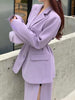 Quality Office Ladies' Suits With Skirt Two-Piece Setup Autumn Women Purple With Belt Blazer Chic High-Waist Split Skirt Outfit