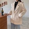 REALEFT 2022 Autumn Loose Pink Women's Blazers Female Formal Single Breasted Jackets Elegant Casual Outerwear Tops Pockets