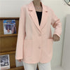 REALEFT 2022 Autumn Loose Pink Women's Blazers Female Formal Single Breasted Jackets Elegant Casual Outerwear Tops Pockets
