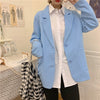 REALEFT 2022 Autumn Loose Pink Women's Blazers Female Formal Single Breasted Jackets Elegant Casual Outerwear Tops Pockets