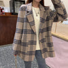 REALEFT 2022 Autumn Winter Classic Plaid Single Breasted Women's Blazers Female Formal Jackets Pockets Casual Outerwear Tops