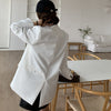 REALEFT 2023 Elegant Double Breasted Women's Blazer Solid Long Sleeve Turn Down Collar Autumn Winter Loose Jacket Female