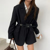 REALEFT 2023 Elegant Double Breasted Women's Blazer Solid Long Sleeve Turn Down Collar Autumn Winter Loose Jacket Female
