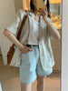 REALEFT Summer Cotton and Linen Women's Blazer 2023 Short Sleeve Single Breasted Casual Loose Blazers Outwear Pockets Female