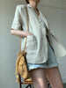 REALEFT Summer Cotton and Linen Women's Blazer 2023 Short Sleeve Single Breasted Casual Loose Blazers Outwear Pockets Female