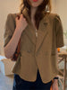 REALEFT Summer Spring Women's Blazer Cotton and Linen 2023 Single Breasted Solid Casual Loose Blazers Outwear Pockets Female