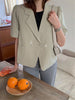 REALEFT Summer Spring Women's Blazer Cotton and Linen 2023 Single Breasted Solid Casual Loose Blazers Outwear Pockets Female