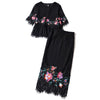 RG Elegant Embroidery Lace Skirt Suits Ruffle Hem Top Plus Size XL Office Work Wear Skirt Suit Set for Women Spring Summer