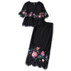 RG Elegant Embroidery Lace Skirt Suits Ruffle Hem Top Plus Size XL Office Work Wear Skirt Suit Set for Women Spring Summer