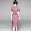RG Elegant Embroidery Lace Skirt Suits Ruffle Hem Top Plus Size XL Office Work Wear Skirt Suit Set for Women Spring Summer