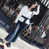 RG Korea Style Blouse Pants 2 Piece Set Business Work Office Wear White Shirt Top Stripe Black Pant Suits Autumn 2023