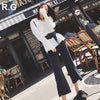 RG Korea Style Blouse Pants 2 Piece Set Business Work Office Wear White Shirt Top Stripe Black Pant Suits Autumn 2023